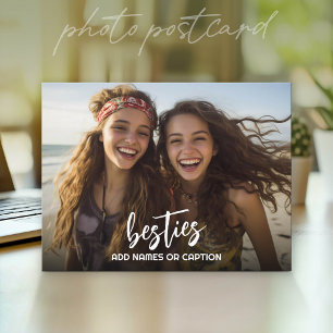 Besties with Photo and Custom Text - Script Postcard