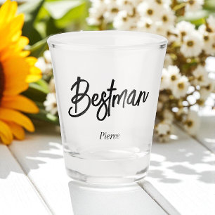 Bestman Black White Wedding  Shot Glass