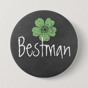 Bestman Wild Green Roses Chalkboard 7.5 Cm Round Badge