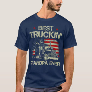 Bestruckin Grandpa Ever American Flagrucker 4th Of T-Shirt