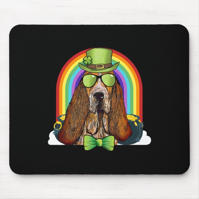 Bet Hound Dog Leprechaun Funny St Patricks Day  Mouse Pad (Front)