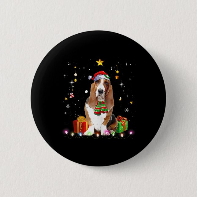 Bet Hound Dog Tree Christmas Sweater Xmas Dogs Gif 6 Cm Round Badge (Front)