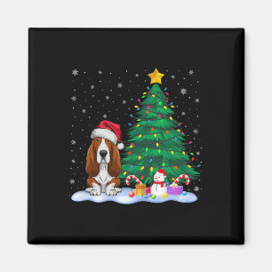 Bet Hound Dog Xmas Tree Lights Reindeer Hat Christ Magnet