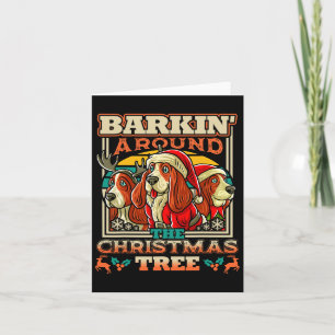 Bet Hound Rkin Around The Christmas Tree Dog Santa Card
