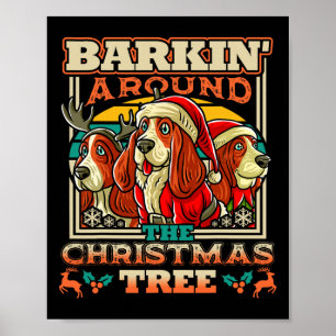 Bet Hound Rkin Around The Christmas Tree Dog Santa Poster