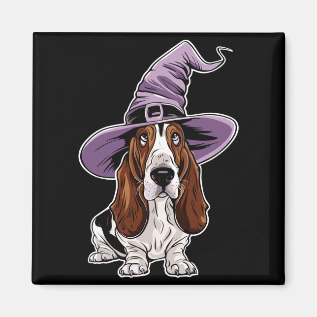 Bet Hound Witch Dog Halloween Performance Magnet (Front)