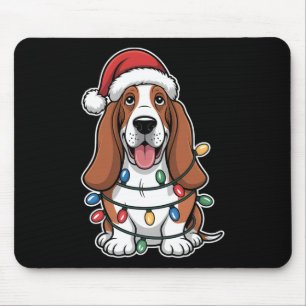 Bet Hound Wrapped In Christmas Lights Mouse Pad