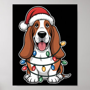 Bet Hound Wrapped In Christmas Lights Poster
