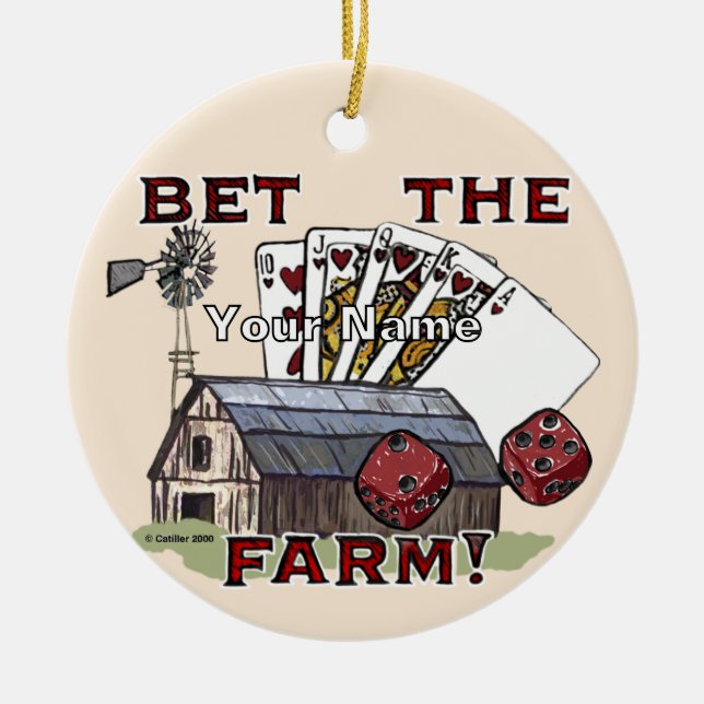 Bet The Farm Poker  Ceramic Tree Decoration (Front)