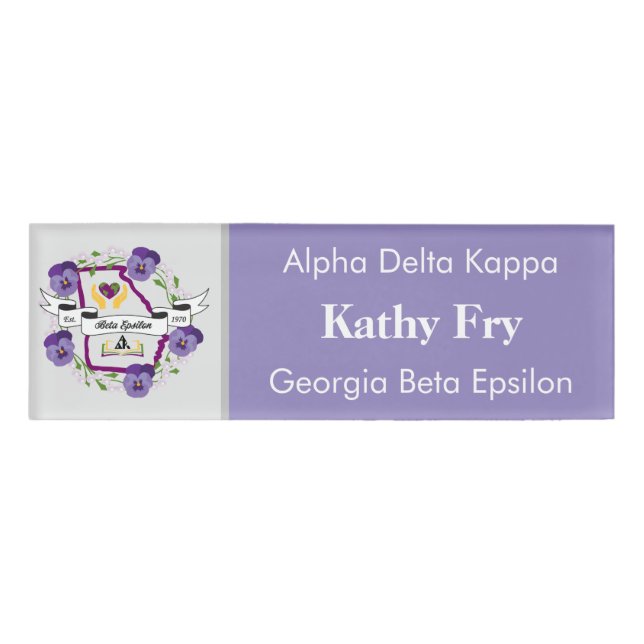 Beta Epsilon Small Nametag Centred Editable Name Tag (Front)
