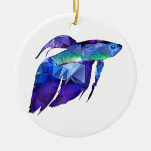 Beta Fish for Polygon Mosaic Blue Ceramic Tree Decoration