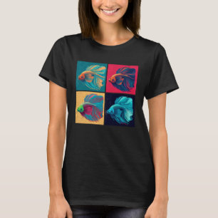 Beta Fish Pop Illustration Colourful Animal Women T-Shirt