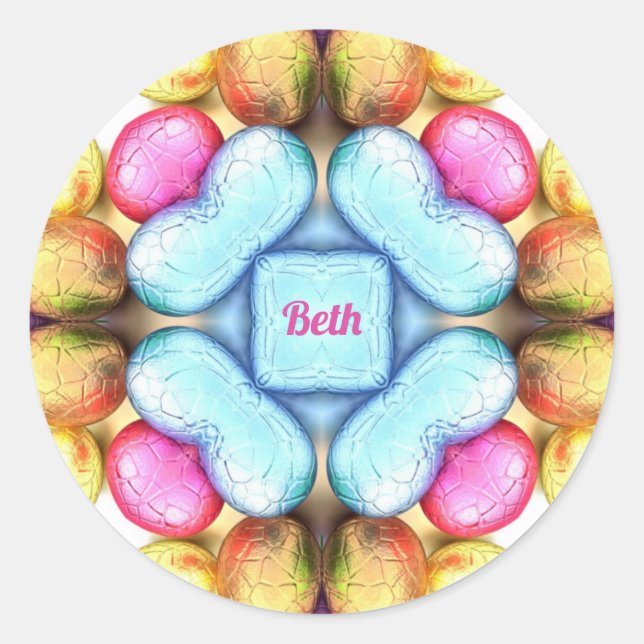 BETH EASTER ~ WOW! Pretty Eggs for Easter Giving ~ Classic Round Sticker (Front)