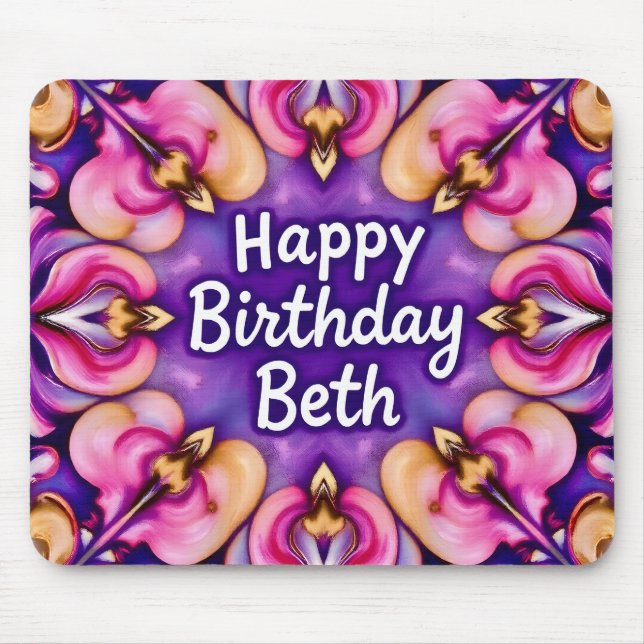 BETH  ~ Floral Birthday Greeting ~  Mouse Pad (Front)