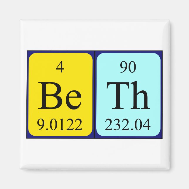 Beth periodic table name magnet (Front)