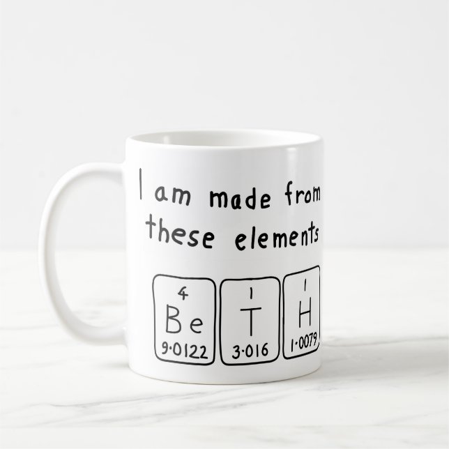 Beth periodic table name mug (Left)