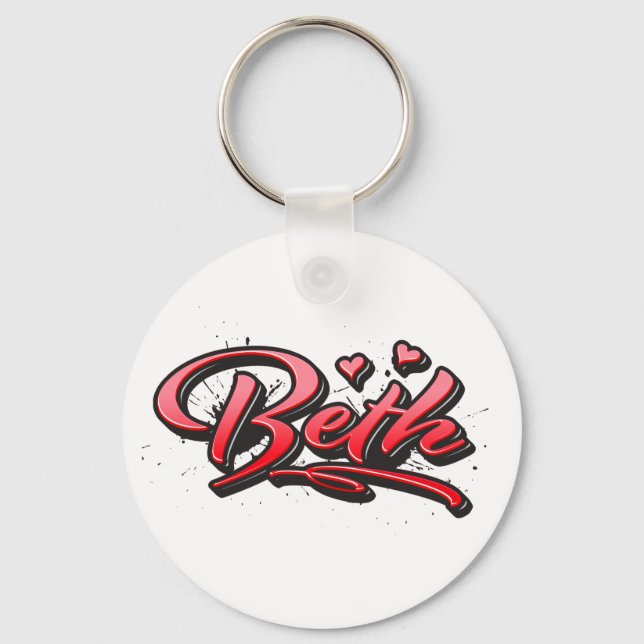Beth red Heart Graffiti Schlüsselanhänger Key Ring (Front)
