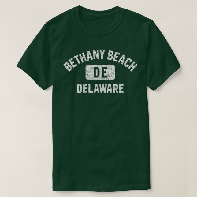 Bethany Beach DE Delaware Gym Style Distressed Whi T-Shirt (Design Front)
