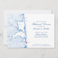 Bethany Beach DE Map Navy Blue Rehearsal Dinner