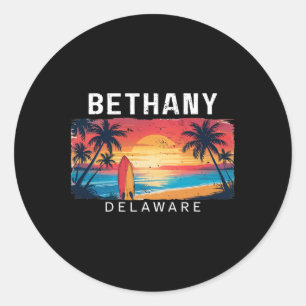 Bethany Beach Delaware Men Women Surfing Classic Round Sticker