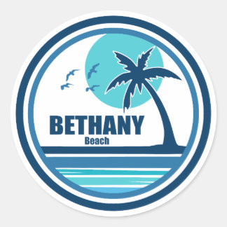 Bethany Beach Delaware Palm Tree Birds Classic Round Sticker