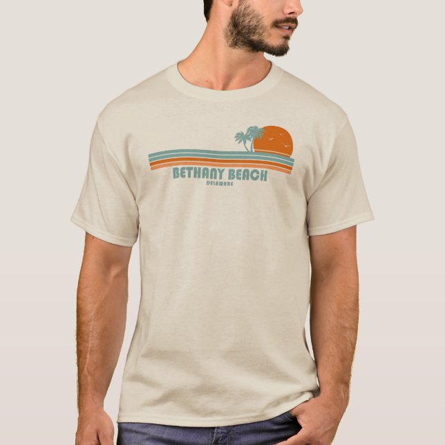 Bethany Beach Delaware Sun Palm Trees T-Shirt (Front)