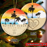 Bethany Beach Delaware Sunset Beach Palm Tree 80s Ceramic Tree Decoration<br><div class="desc">These customised Bethany Delaware Retro 60s Palm trees Souvenirs. Bethany Delaware, retro beach souvenirs. travel design for summer lovers. this retro vintage design is a great holiday, birthday, and summer vacation gift idea. - " You can customise and modify this template by adjusting, changing or deleting the texts in it....</div>