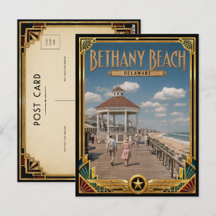 Bethany Beach Delaware Vintage Art Deco Golden Age Postcard