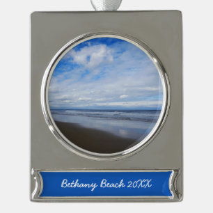 Bethany Beach I Silver Plated Banner Ornament