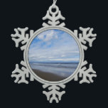 Bethany Beach I Snowflake Pewter Christmas Ornament<br><div class="desc">Some East Coast beaches are full of people and buildings and others are full of nature. Here is a simple beach photo from a quiet beach in Delaware,  Bethany Beach,  during the off-season in April.  This photo is also featured as the widescreen wallpaper "Bethany Beach I" from MLeWallpapers.com.</div>
