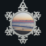 Bethany Beach Sunrise I Snowflake Pewter Christmas Ornament<br><div class="desc">Some East Coast beaches are full of people and buildings and others are full of nature. Here is a sunrise beach photo from a quiet beach in Delaware, Bethany Beach, during the off-season in April. Check out our store for more beautiful sunrise photos. This picture is also featured as the...</div>
