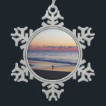 Bethany Beach Sunrise I Snowflake Pewter Christmas Ornament<br><div class="desc">Some East Coast beaches are full of people and buildings and others are full of nature. Here is a sunrise beach photo from a quiet beach in Delaware, Bethany Beach, during the off-season in April. Check out our store for more beautiful sunrise photos. This picture is also featured as the...</div>