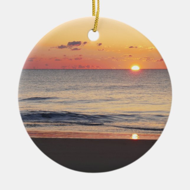 Bethany Beach Sunrise II Ceramic Tree Decoration (Front)