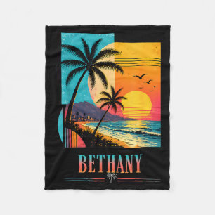 Bethany Beach Sunset 2026 Summer Vacation Retro Fleece Blanket