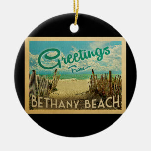 Bethany Beach Vintage Travel Ceramic Tree Decoration