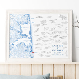 Bethany Beach Wedding Elegant Guest Book Poster