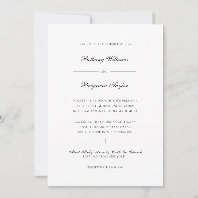 Bethany Catholic Wedding Invitations with RSVP (Front)