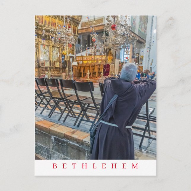 Bethlehem Church of the Nativity monk postcard (Front)