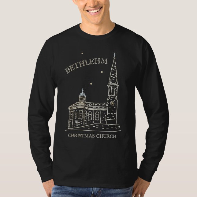 Bethlehem Hand Drawn Christmas Church T-Shirt (Front)