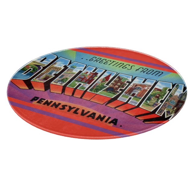 Bethlehem PA Postcard Cutting Board (Corner)