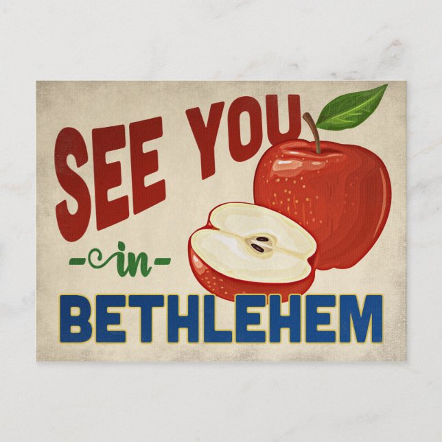Bethlehem Pennsylvania Apple - Vintage Travel Postcard (Front)