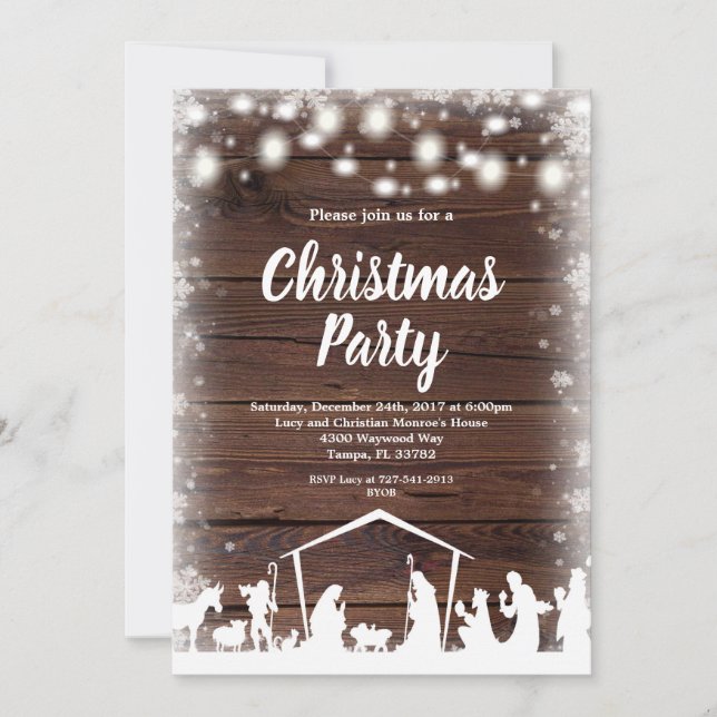 Bethlehem Rustic Country Christmas Holiday Party Invitation (Front)
