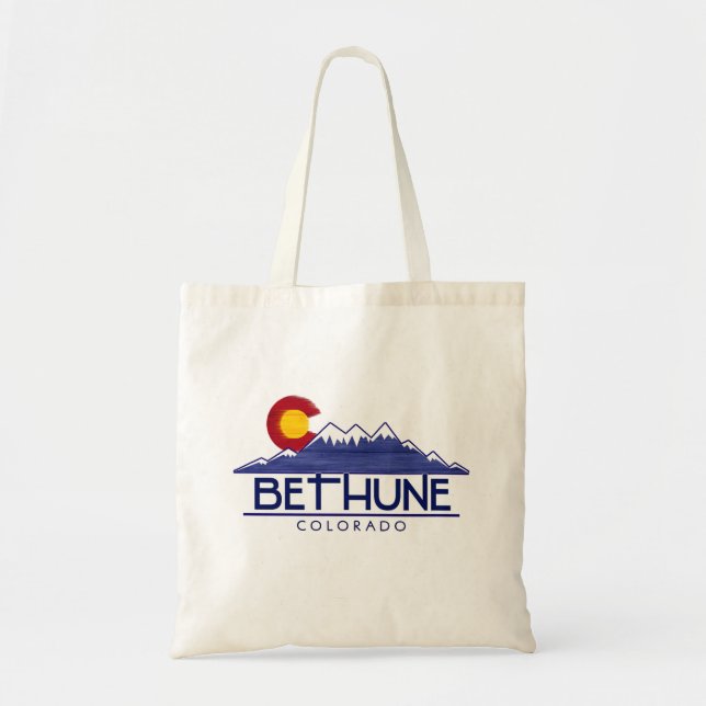 Bethune Colorado mountain reusable tote bag (Front)