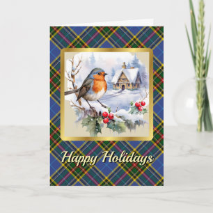 Bethune Crest & Tartan w/Robin Personalised  Card