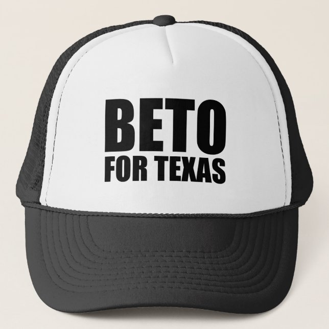 Beto For Texas white and black modern Typography Trucker Hat (Front)