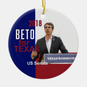 BETO O'Rourke Texas 2018 Ceramic Tree Decoration