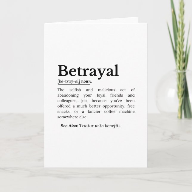 Betrayal Definition Funny Version Card (Front)
