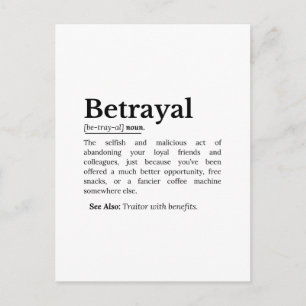 Betrayal Definition Funny Version Holiday Postcard