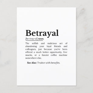 Betrayal Definition Funny Version Invitation Postcard