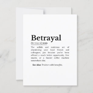 Betrayal Definition Funny Version Postcard